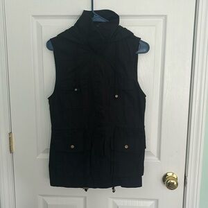 Black Button-down vest with gold details